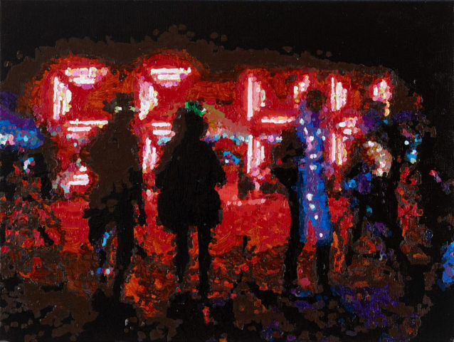 Clock Brothers, 2018, Öl auf Leinwand, 30 x 40 cm